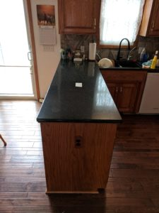 Shot of counter with a centered recipie card...